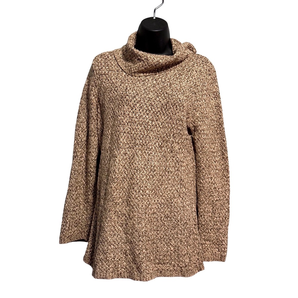 Dana Buchman Signature Brown Marled Basketweave Cowl Neck Sweater M